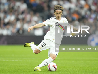 Luka Modric central midfield of Real Madrid and Croatia during the La Liga match between Real Madrid CF and CA Osasuna at Estadio Santiago B...