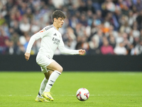 Arda Guler attacking midfield of Real Madrid and Turkey during the La Liga match between Real Madrid CF and CA Osasuna at Estadio Santiago B...