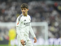 Arda Guler attacking midfield of Real Madrid and Turkey during the La Liga match between Real Madrid CF and CA Osasuna at Estadio Santiago B...