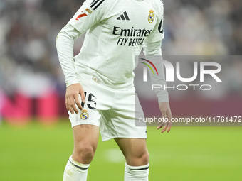 Arda Guler attacking midfield of Real Madrid and Turkey during the La Liga match between Real Madrid CF and CA Osasuna at Estadio Santiago B...