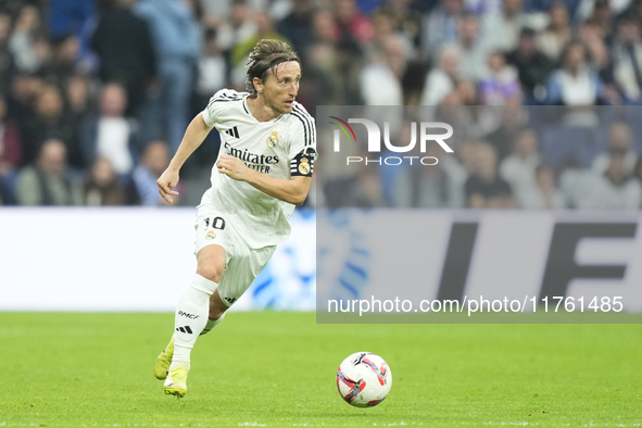 Luka Modric central midfield of Real Madrid and Croatia during the La Liga match between Real Madrid CF and CA Osasuna at Estadio Santiago B...