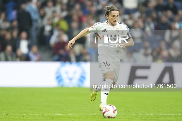 Luka Modric central midfield of Real Madrid and Croatia during the La Liga match between Real Madrid CF and CA Osasuna at Estadio Santiago B...