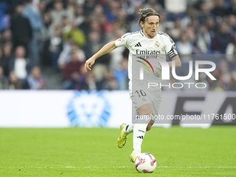 Luka Modric central midfield of Real Madrid and Croatia during the La Liga match between Real Madrid CF and CA Osasuna at Estadio Santiago B...