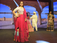 A city industrialist in Indian traditional dress walks the runway during a fashion show organized by Lions International at JW Marriott in K...