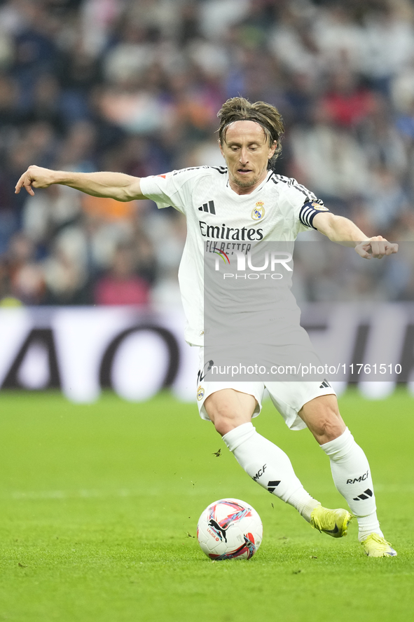 Luka Modric central midfield of Real Madrid and Croatia during the La Liga match between Real Madrid CF and CA Osasuna at Estadio Santiago B...