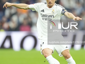 Luka Modric central midfield of Real Madrid and Croatia during the La Liga match between Real Madrid CF and CA Osasuna at Estadio Santiago B...