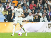 Raul Asencio centre-back of Real Madrid and Spain during the La Liga match between Real Madrid CF and CA Osasuna at Estadio Santiago Bernabe...