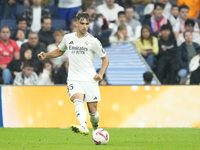 Raul Asencio centre-back of Real Madrid and Spain during the La Liga match between Real Madrid CF and CA Osasuna at Estadio Santiago Bernabe...