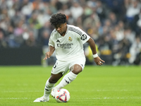 Endrick centre-forward of Real Madrid and Brazil during the La Liga match between Real Madrid CF and CA Osasuna at Estadio Santiago Bernabeu...