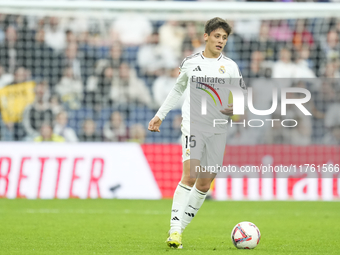 Arda Guler attacking midfield of Real Madrid and Turkey during the La Liga match between Real Madrid CF and CA Osasuna at Estadio Santiago B...