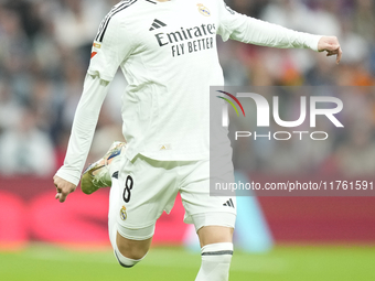 Federico Valverde central midfield of Real Madrid and Uruguay during the La Liga match between Real Madrid CF and CA Osasuna at Estadio Sant...