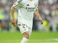 Brahim Diaz attacking midfield of Real Madrid and Spain during the La Liga match between Real Madrid CF and CA Osasuna at Estadio Santiago B...