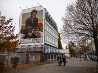 Willem Dafoe Zalando mural in Berlin, Germany on November 8th, 2024. (