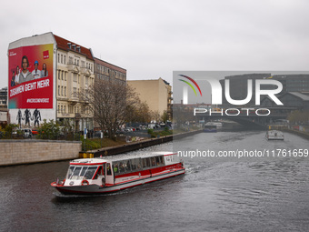 A boat on Spree River in Berlin, Germany on November 8th, 2024. (