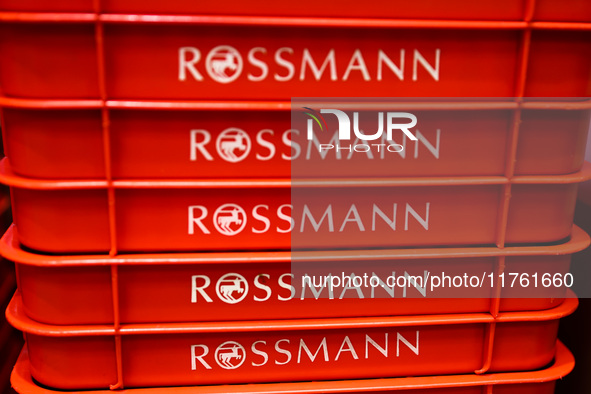 Shopping baskets in Rossmann shop in Berlin, Germany on November 8th, 2024. 