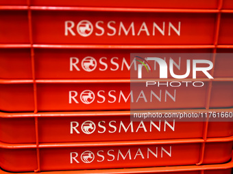 Shopping baskets in Rossmann shop in Berlin, Germany on November 8th, 2024. (