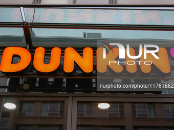 Dunkin' logo on a store in Berlin, Germany on November 8th, 2024. (