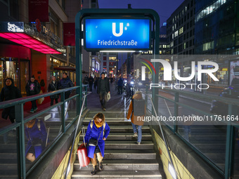 U-Bahn entrance in Friedrichstrasse in Berlin, Germany on November 8th, 2024. (