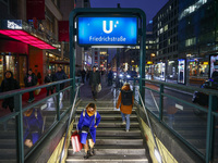 U-Bahn entrance in Friedrichstrasse in Berlin, Germany on November 8th, 2024. (