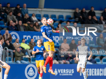 Manu Nieto of FC Andorra plays during the Primera RFEF 2024 - 2025 match between FC Andorra and Barakaldo CF at Estadi Nacional in Andorra L...