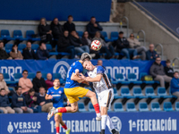 In Andorra La Vella, Andorra, on November 10, 2024, Borja Garcia of Barakaldo CF competes for the ball during the Primera RFEF 2024-2025 mat...