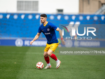 Almpanis of FC Andorra is in action during the Primera RFEF 2024-2025 match between FC Andorra and Barakaldo CF at Estadi Nacional in Andorr...