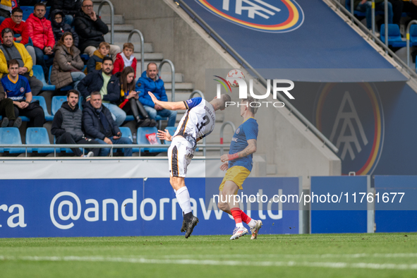 In Andorra La Vella, Andorra, on November 10, 2024, players are in action during the Primera RFEF 2024-2025 match between FC Andorra and Bar...