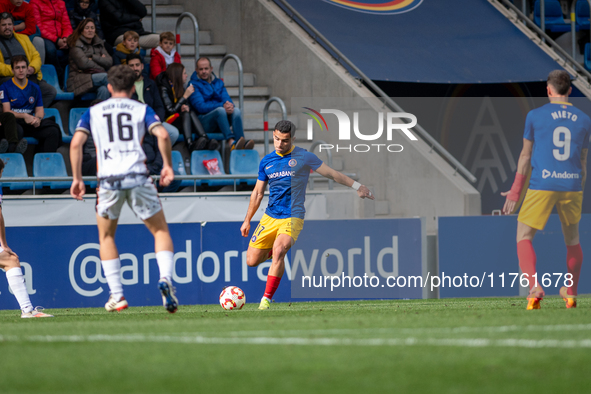 Clemente of FC Andorra is in action during the Primera RFEF 2024-2025 match between FC Andorra and Barakaldo CF at Estadi Nacional in Andorr...