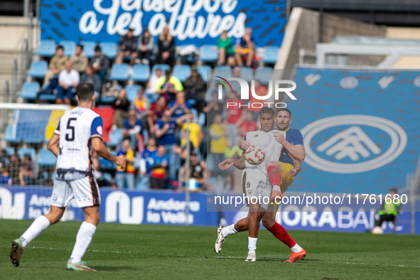 In Andorra La Vella, Andorra, on November 10, 2024, players are in action during the Primera RFEF 2024-2025 match between FC Andorra and Bar...