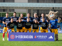 In Andorra La Vella, Andorra, on November 10, 2024, FC Andorra players form during the Primera RFEF 2024-2025 match between FC Andorra and B...