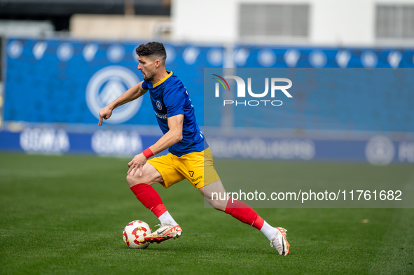 Almpanis of FC Andorra is in action during the Primera RFEF 2024-2025 match between FC Andorra and Barakaldo CF at Estadi Nacional in Andorr...