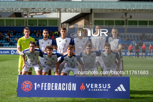 In Andorra La Vella, Andorra, on November 10, 2024, Barakaldo CF players form during the Primera RFEF 2024-2025 match between FC Andorra and...