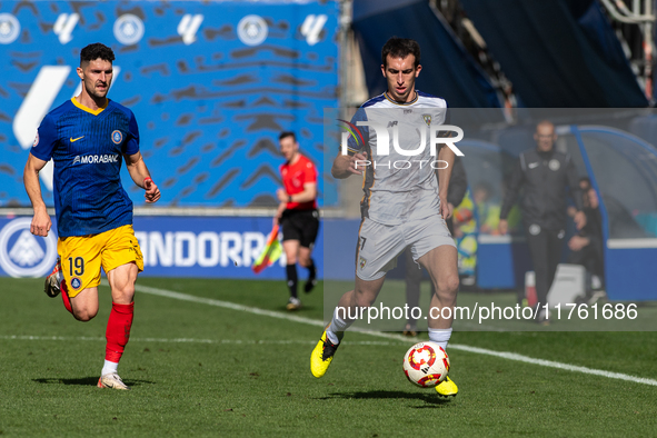 Iker Pedernales of Barakaldo CF is in action during the Primera RFEF 2024-2025 match between FC Andorra and Barakaldo CF at Estadi Nacional...