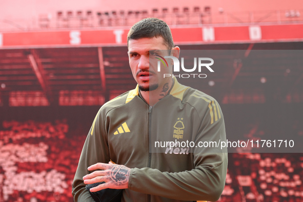 Morato of Nottingham Forest plays during the Premier League match between Nottingham Forest and Newcastle United at the City Ground in Notti...