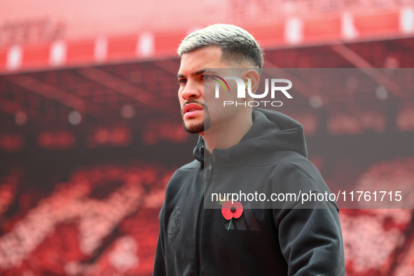 Bruno Guimaraes of Newcastle United plays during the Premier League match between Nottingham Forest and Newcastle United at the City Ground...