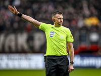 Referee Allard Lindhout officiates during the match between Twente and Ajax at the Grolsch Veste Stadium for the Dutch Eredivisie season 202...