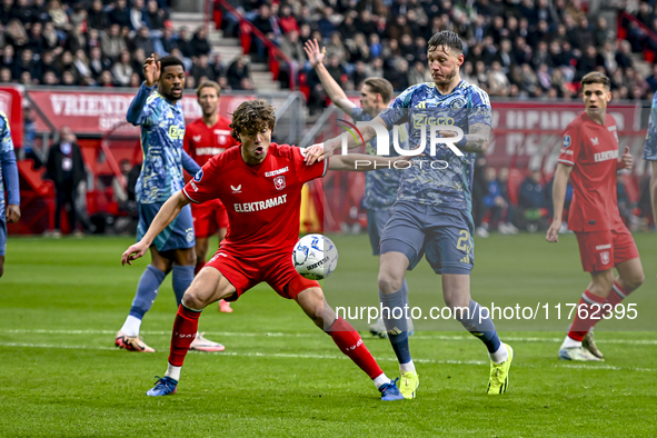 FC Twente forward Sam Lammers and AFC Ajax Amsterdam forward Wout Weghorst play during the match between Twente and Ajax at the Grolsch Vest...