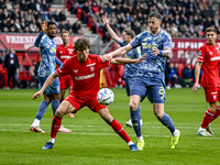 FC Twente forward Sam Lammers and AFC Ajax Amsterdam forward Wout Weghorst play during the match between Twente and Ajax at the Grolsch Vest...