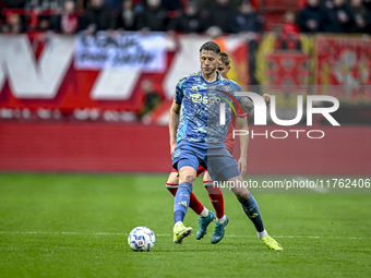 FC Twente defender Max Bruns and AFC Ajax Amsterdam forward Wout Weghorst play during the match between Twente and Ajax at the Grolsch Veste...