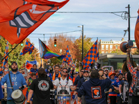 Cincinnati supporters are seen before the start of the 2024 MLS Cup Playoffs Round One match between FC Cincinnati and New York City FC at T...