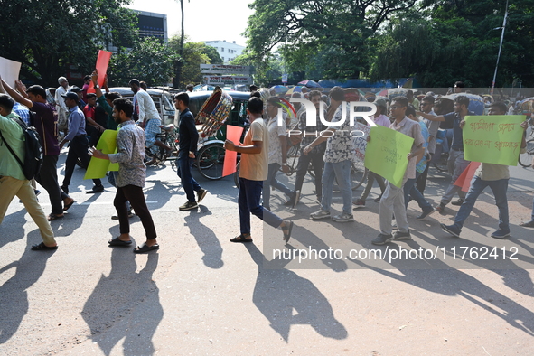 Activists of the Bangladesh Nationalist Party's student unit stage a protest rally determined to foil the Bangladesh Awami League's bid to h...