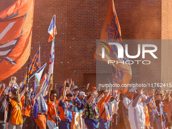 Cincinnati supporters are seen before the start of the 2024 MLS Cup Playoffs Round One match between FC Cincinnati and New York City FC at T...