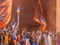 Cincinnati supporters are seen before the start of the 2024 MLS Cup Playoffs Round One match between FC Cincinnati and New York City FC at T...