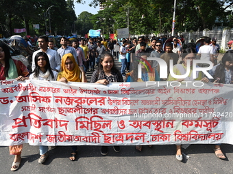 Activists of the Bangladesh Nationalist Party's student unit stage a protest rally determined to foil the Bangladesh Awami League's bid to h...