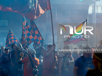 Cincinnati supporters are seen before the start of the 2024 MLS Cup Playoffs Round One match between FC Cincinnati and New York City FC at T...