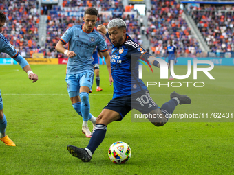 Luciano Acosta of Cincinnati appears during the 2024 MLS Cup Playoffs Round One match between FC Cincinnati and New York City FC at TQL Stad...