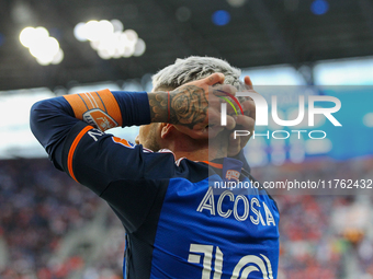 Luciano Acosta of Cincinnati appears during the 2024 MLS Cup Playoffs Round One match between FC Cincinnati and New York City FC at TQL Stad...