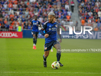 Luciano Acosta of Cincinnati appears during the 2024 MLS Cup Playoffs Round One match between FC Cincinnati and New York City FC at TQL Stad...