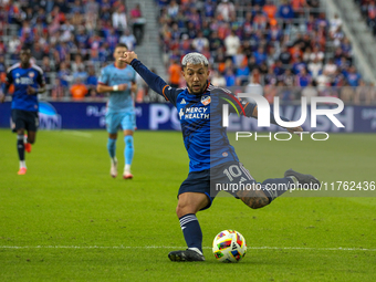 Luciano Acosta of Cincinnati appears during the 2024 MLS Cup Playoffs Round One match between FC Cincinnati and New York City FC at TQL Stad...