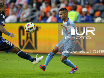 Maxi Moralez of New York is seen during the 2024 MLS Cup Playoffs Round One match between FC Cincinnati and New York City FC at TQL Stadium...